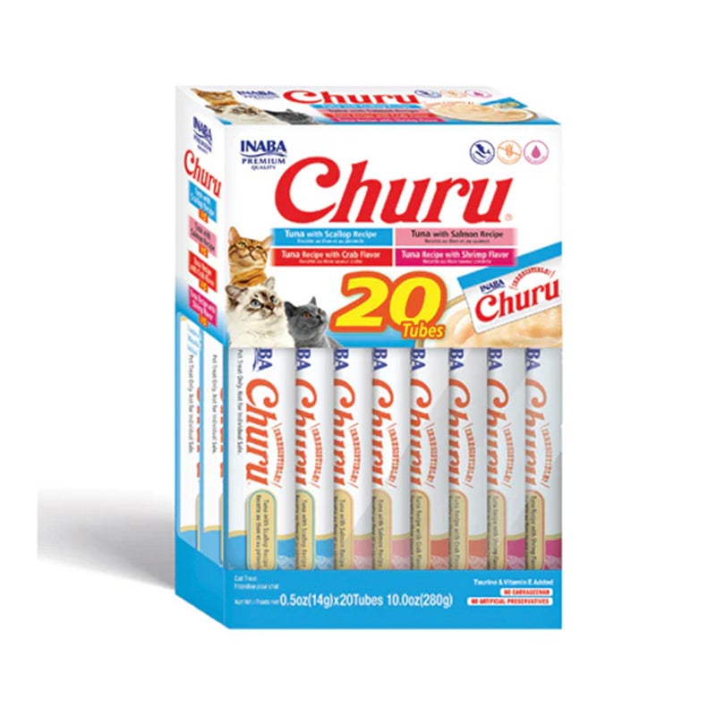 Inaba Churu Tuna Seafood Variety Lickable Cat Treats - 14g x 20 pcs