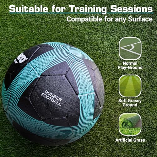 Synco Synergy Football | Rubber Moulded | Suitable for Hard Ground Without Grass | Training Soccer Ball for Kids/Adults | Size - 5 (Black) - Image 5