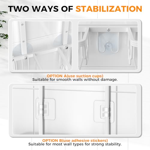 REINHARDT Aluminum Shower Caddy Hanging Adjustable Shower Caddy, Rustproof Hanging Shower Organizer with Hooks Soap Holders, Over Shower Head Caddy for Handheld Showerhead, White - Image 5