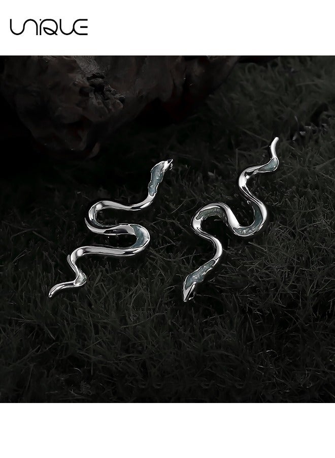 يونيك أقراط - أقراط أفعى - أقراط مينا زرقاء جليدية - الموضة والأناقة والبساطة والتفرد - هدايا - Image 4