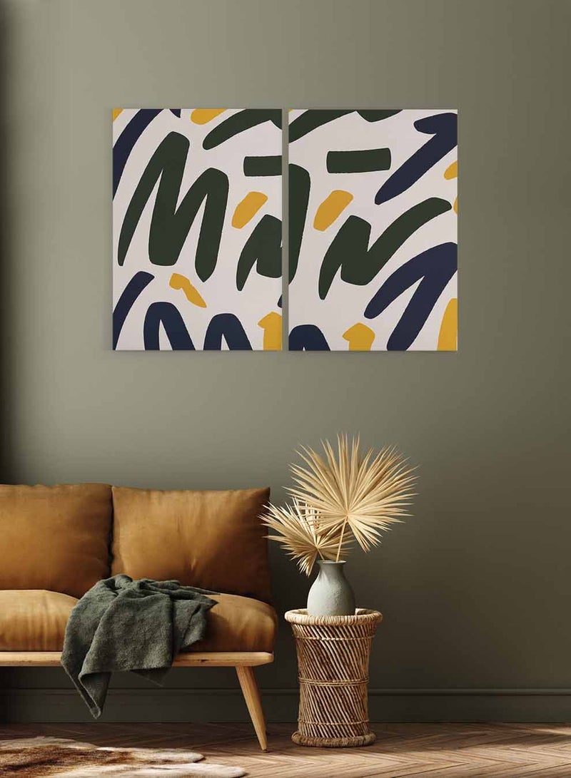 لوحة طقم من لوحتين كانفاس على إطار خشبي، تصميم فن تجريدي، للمنزل، غرفة المعيشة، المكتب، الديكور - Image 1