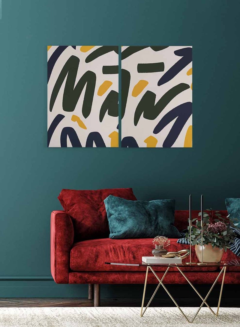 لوحة طقم من لوحتين كانفاس على إطار خشبي، تصميم فن تجريدي، للمنزل، غرفة المعيشة، المكتب، الديكور - Image 2