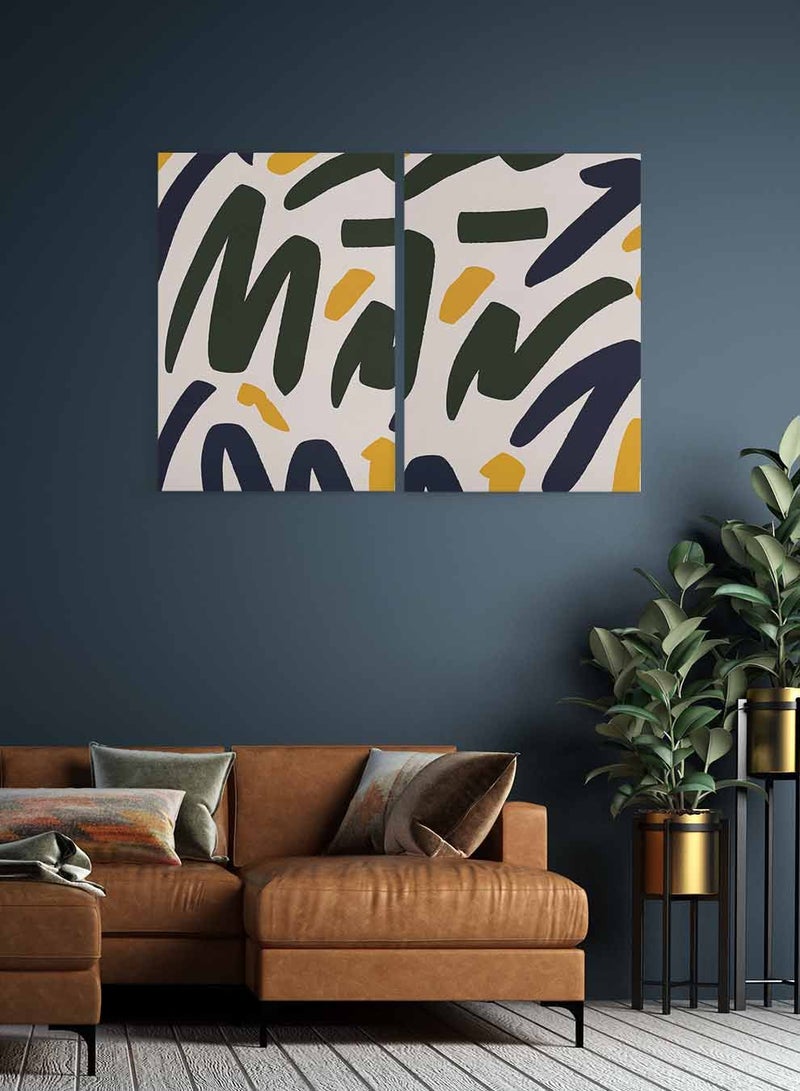 لوحة طقم من لوحتين كانفاس على إطار خشبي، تصميم فن تجريدي، للمنزل، غرفة المعيشة، المكتب، الديكور - Image 3