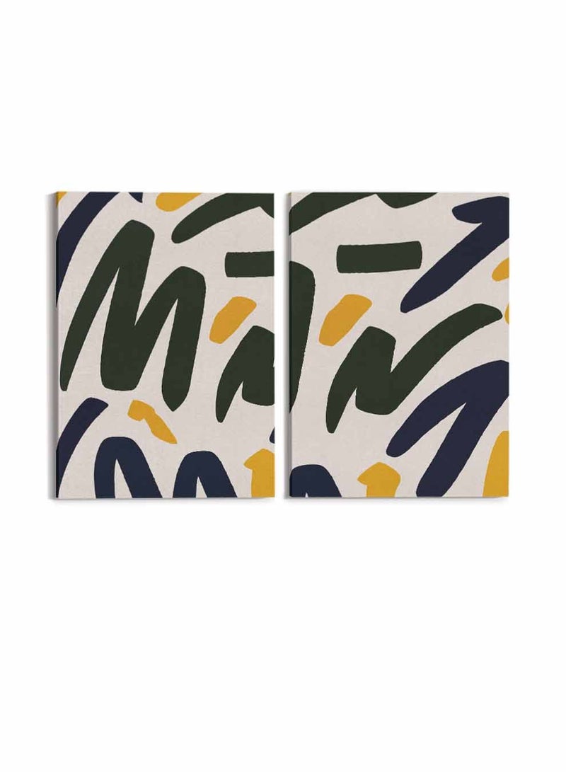 لوحة طقم من لوحتين كانفاس على إطار خشبي، تصميم فن تجريدي، للمنزل، غرفة المعيشة، المكتب، الديكور - Image 4