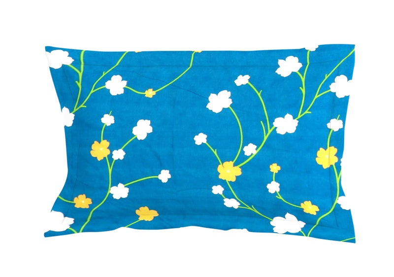 RD TREND Presents Luxurious Glace Cotton Super Soft 210 TC 360° Elastic Fitted Bedsheets Single Bed Size (72 x 48 x 8 Inch) with 1 Pillow Cover Size (28 x18), Color- Blue, Floral - Image 3