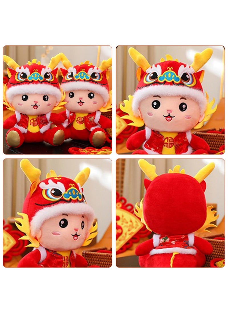Generic - Dragon Plush Toy 2024 Chinese New Year Dragon Toy Chinese Dragon Stuffed Animals Plush 7.9inch Zodiac Sitting Embroidered PP Cotton Chinese New Year Gift for Spring Festival Lunar Year Decorations - Image 1