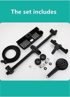 AL RAID 1-Set Bathroom Shower System Shower Faucet Shower Head Set Stainless Steel Black  - Image 5