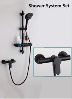 AL RAID 1-Set Bathroom Shower System Shower Faucet Shower Head Set Stainless Steel Black  - Image 1