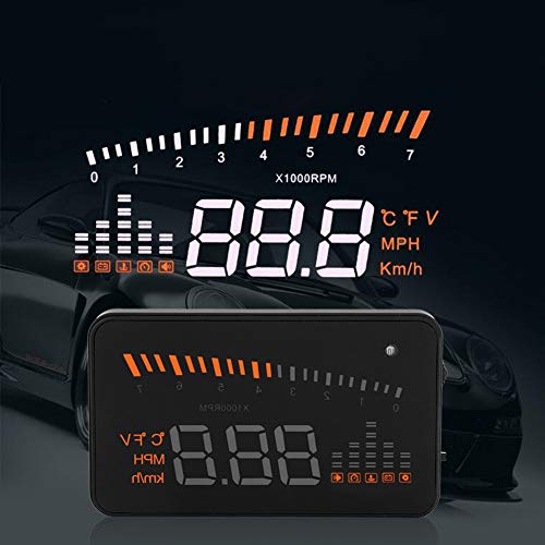 POCREATION Head Up Display X5 OBDII HUD 3 Alarm Head Up Display Windscreen Projector Speed Warning System 9x54x12cm03x018x004in