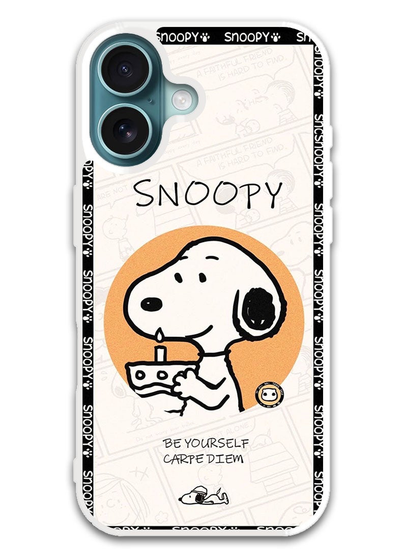 Theodor Protective Case Cover For APPLE IPHONE 16 Plus Snoopy (White Bumper) - Image 1