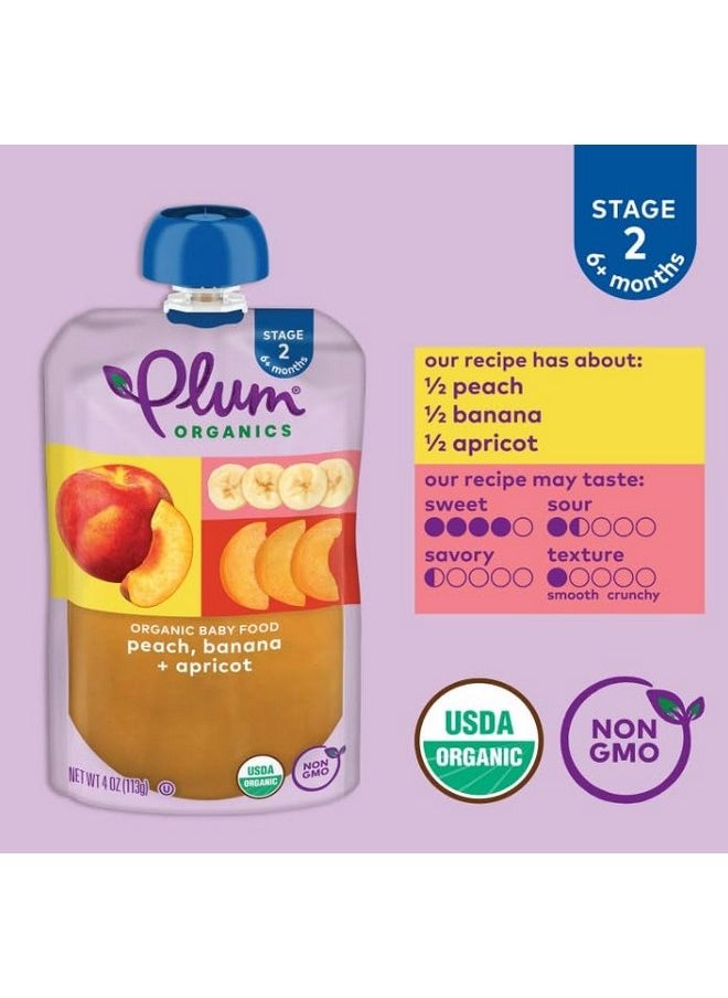 بلام أورجانيكس طعام الأطفال العضوي من Plum Organics المرحلة 2 - عبوة متنوعة من الفواكه والخضروات - كيس 4 أونصة (عبوة من 18 كيسًا) - كيس طعام الأطفال العضوي من الفواكه والخضروات  - Image 4