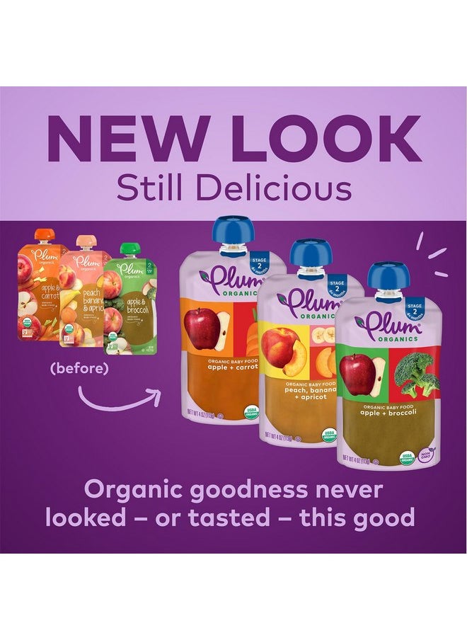 بلام أورجانيكس طعام الأطفال العضوي من Plum Organics المرحلة 2 - عبوة متنوعة من الفواكه والخضروات - كيس 4 أونصة (عبوة من 18 كيسًا) - كيس طعام الأطفال العضوي من الفواكه والخضروات  - Image 3