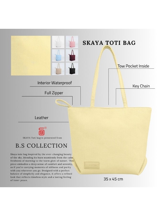 B.S COLLECTION Women's tote bag, practical and comfortable design - Yellow - Image 3