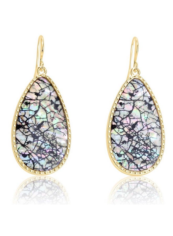 BONALUNA Boho Gold Teardrop - White, Turquoise, Purple, Pink Shell Long Dangle Earrings For Women - Image 1