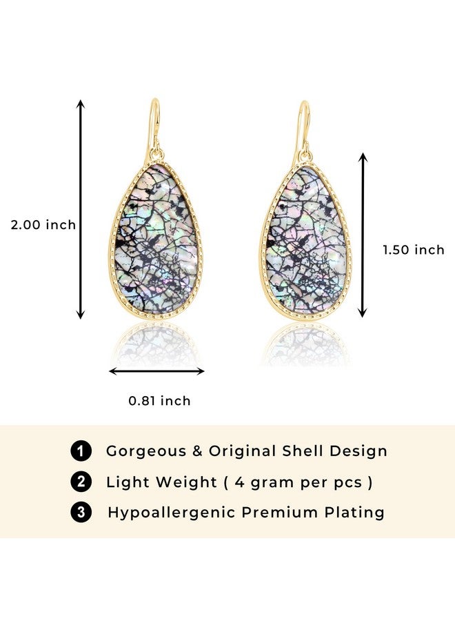 BONALUNA Boho Gold Teardrop - White, Turquoise, Purple, Pink Shell Long Dangle Earrings For Women - Image 2