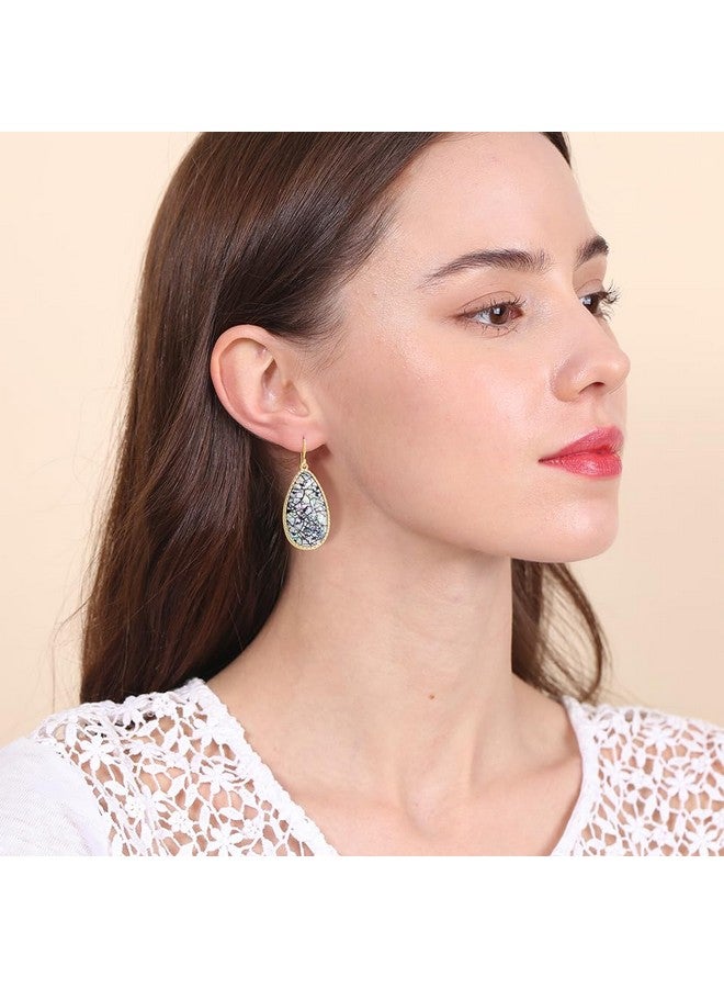 BONALUNA Boho Gold Teardrop - White, Turquoise, Purple, Pink Shell Long Dangle Earrings For Women - Image 3