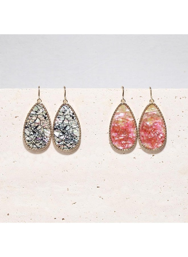 BONALUNA Boho Gold Teardrop - White, Turquoise, Purple, Pink Shell Long Dangle Earrings For Women - Image 4