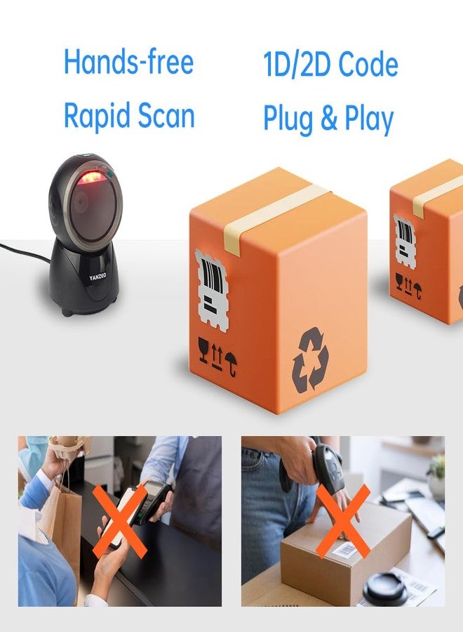 YANZEO YS860 Barcode Scanner 2D/1D Desktop Barcode Reader Hands-Free QR Bar Code Scanner Plug and Play Fast & Accurate Scanning for Store, Office, Warehouse - Image 4