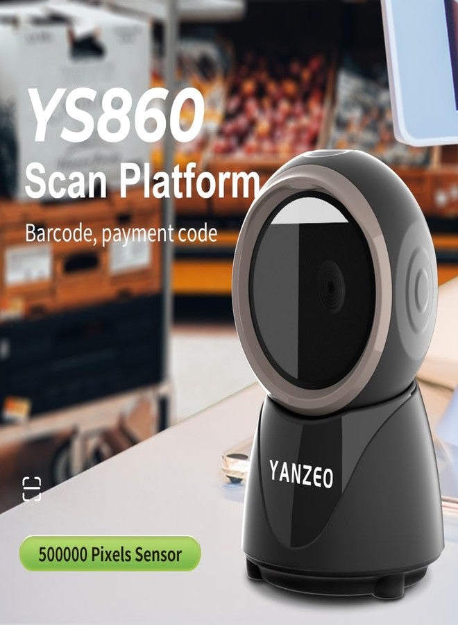 YANZEO YS860 Barcode Scanner 2D/1D Desktop Barcode Reader Hands-Free QR Bar Code Scanner Plug and Play Fast & Accurate Scanning for Store, Office, Warehouse - Image 2
