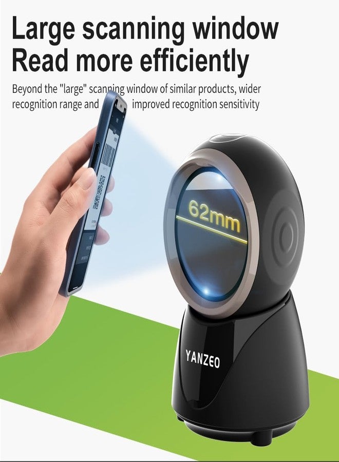 YANZEO YS860 Barcode Scanner 2D/1D Desktop Barcode Reader Hands-Free QR Bar Code Scanner Plug and Play Fast & Accurate Scanning for Store, Office, Warehouse - Image 5