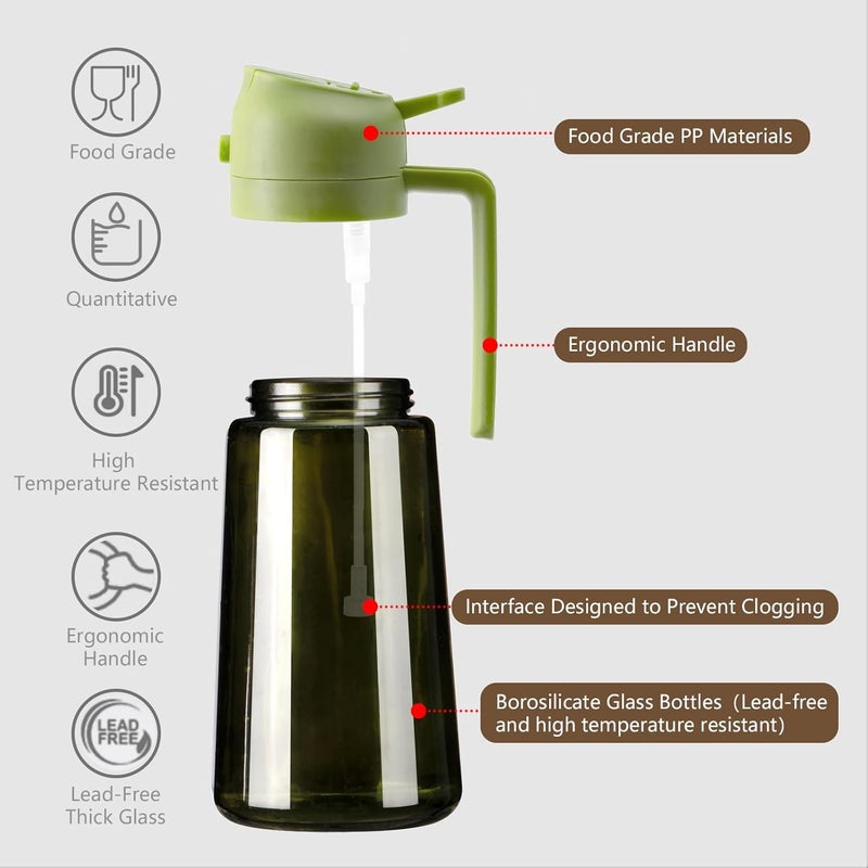 SWEET VIEW 2PCS Olive Oil Dispenser and Oil Sprayer – 16oz/470ml Glass Light-Proof Oil Pourer for Kitchen, Air Fryer, Cooking, Salad, and BBQ - Image 5