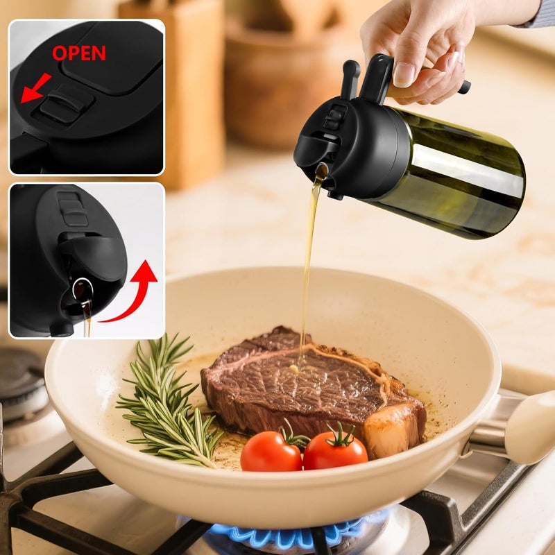 SWEET VIEW 2PCS Olive Oil Dispenser and Oil Sprayer – 16oz/470ml Glass Light-Proof Oil Pourer for Kitchen, Air Fryer, Cooking, Salad, and BBQ - Image 4