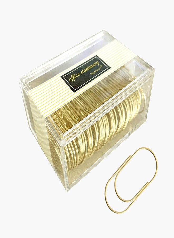 Supfoxer Gold Large Paper Clips, 50pcs 50mm/1.97" Oversized Jumbo Wide Planner Giant Paper Clip Non Skid Smooth Finish Steel Wire Office Supply Invitation Accessories (Gold) - Image 1