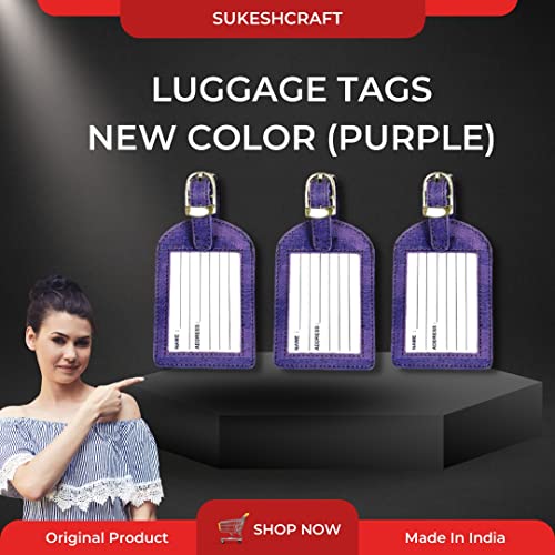 Sukeshcraft Luggage Tags Suitcase Tag Travel Bag Labels (Purple) - Image 4