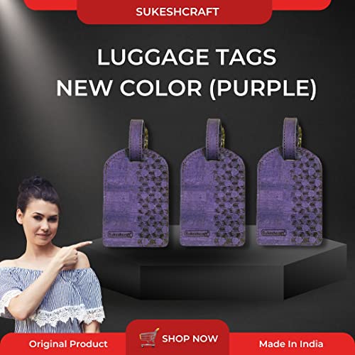 Sukeshcraft Luggage Tags Suitcase Tag Travel Bag Labels (Purple) - Image 5