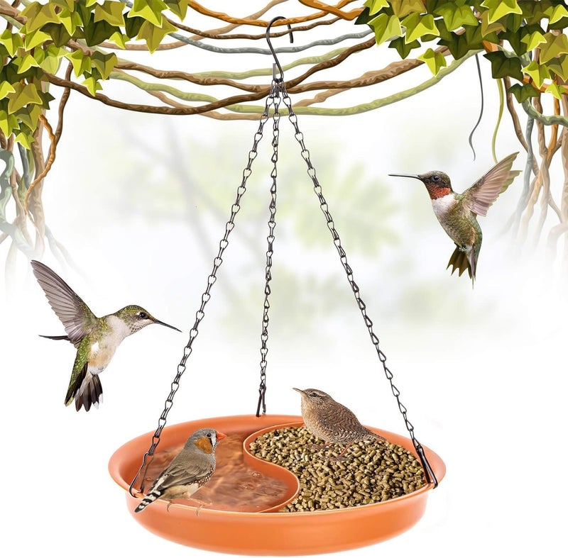 CARGEN Hanging Bird Bath for Outdoors - Hanging Bird-Feeder BirdBath Bowl Water Feeder for Garden Plate Tray BirdBath Tray Water or Seed - Image 1