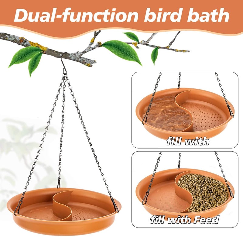 CARGEN Hanging Bird Bath for Outdoors - Hanging Bird-Feeder BirdBath Bowl Water Feeder for Garden Plate Tray BirdBath Tray Water or Seed - Image 3