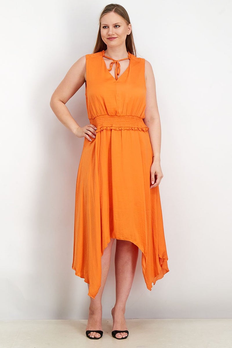 Sam Edelman Women Tie Neckline Maxi Dress, Orange - Image 1