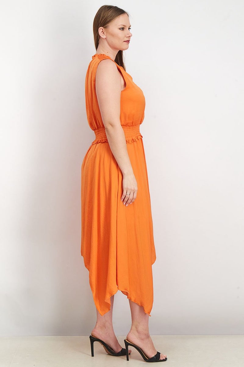 Sam Edelman Women Tie Neckline Maxi Dress, Orange - Image 3