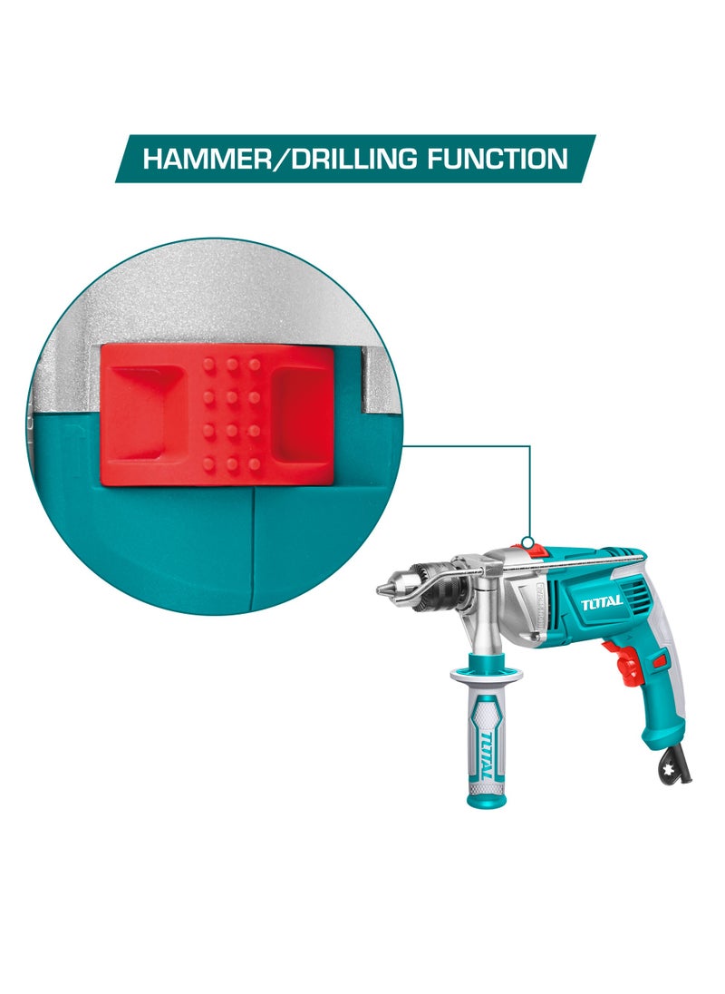 TOTAL - Total Impact Drill 1010W – 220-240V, 0-2800 RPM, 13mm Max Drilling, Variable Speed, Forward/Reverse Switch, Hammer Function, Durable Aluminum Gearbox - Image 1