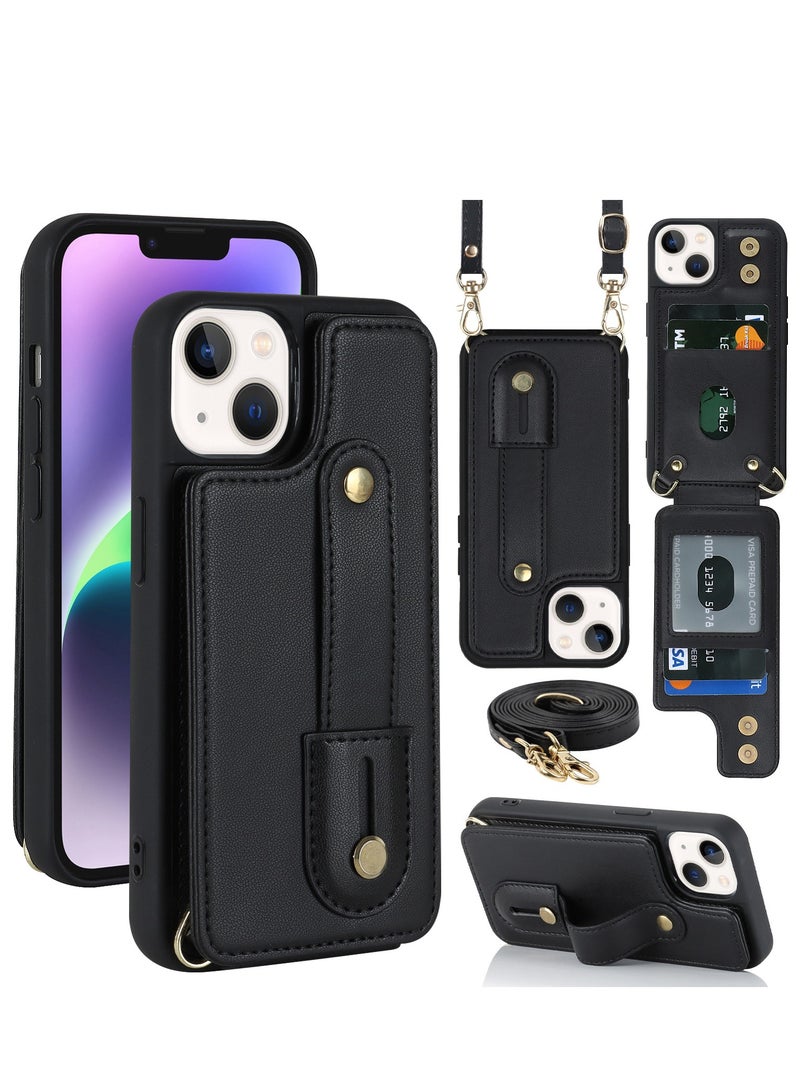 Gerenic Phone Case, Cover for iPhone 15/ 15Plus/ 15Pro/ 15Pro Max, Crossbody Wallet Case with Card Slot Holder, Wrist Strap Shoulder Protective Cover  - Image 1
