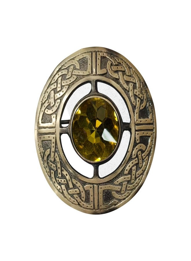 AAR Men's Kilt Brooch Pin Stones Scottish Fly Plaid Celtic Antique Plated Norse Vintage Jewelry - Image 1