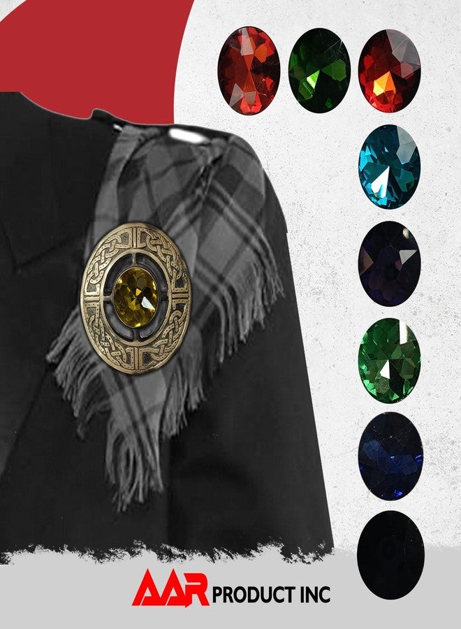 AAR Men's Kilt Brooch Pin Stones Scottish Fly Plaid Celtic Antique Plated Norse Vintage Jewelry - Image 4