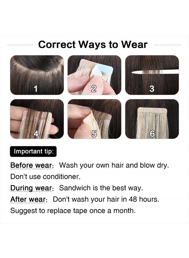 SUYYA Tape in Hair Extensions Remy Human Hair 18 inches 50g/pack 20pcs Straight Seamless Skin Weft Tape Hair Extensions Natural Black Hair(18 inches #1B Off Black) - Image 5