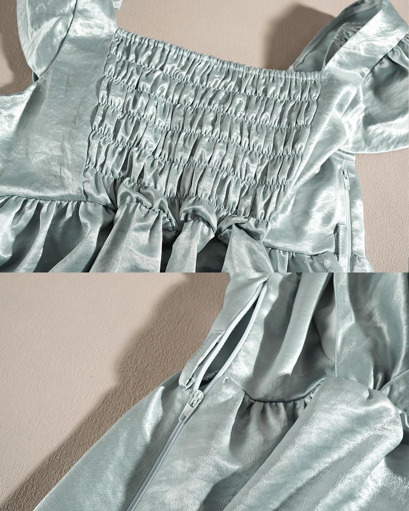 FCCAM FCCAM FCCAM Regency Dresses for Women Empire Waist Victorian Dress Short Sleeve Regency Ball Gown with Lace Gloves S - Image 5