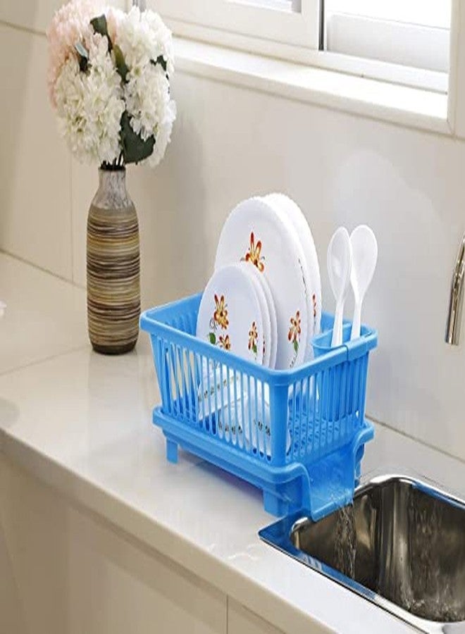 VISHVA Blue Color Polypropylene Drainer Dish Rack Kitchen Utensils Organizer Drying Basket, Blue - Image 4
