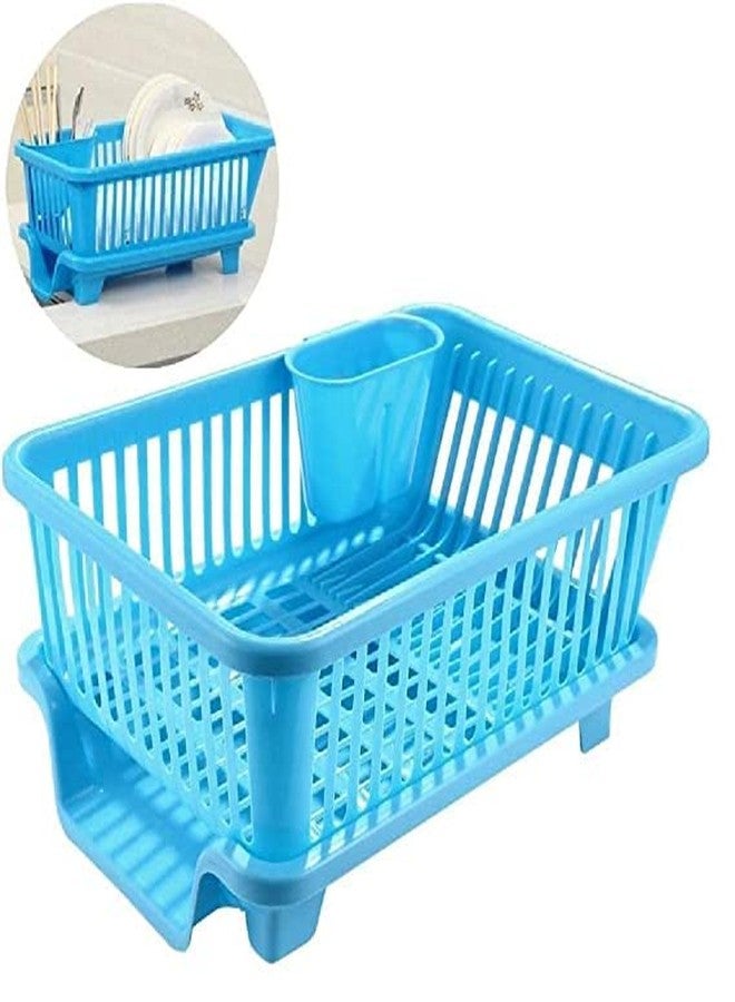 VISHVA Blue Color Polypropylene Drainer Dish Rack Kitchen Utensils Organizer Drying Basket, Blue - Image 5