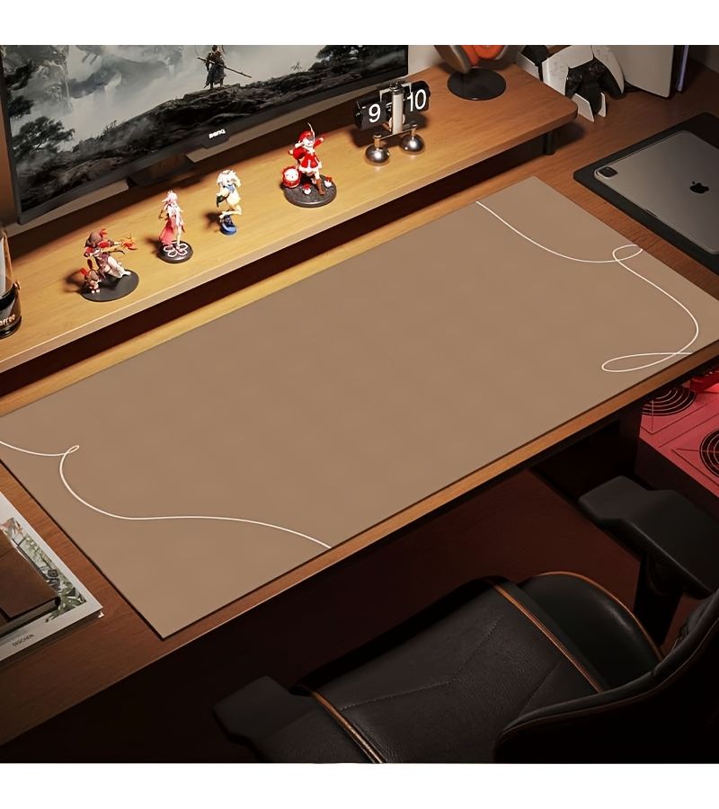 Professional Oversized Non Slip Rubber Desk Mat 30x60cm for Gaming and Office Use Brown Curved Pattern Multifunctional Rectangular Mouse Pad Holiday Gift - Image 2