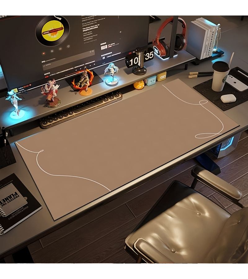 Professional Oversized Non Slip Rubber Desk Mat 30x60cm for Gaming and Office Use Brown Curved Pattern Multifunctional Rectangular Mouse Pad Holiday Gift - Image 1