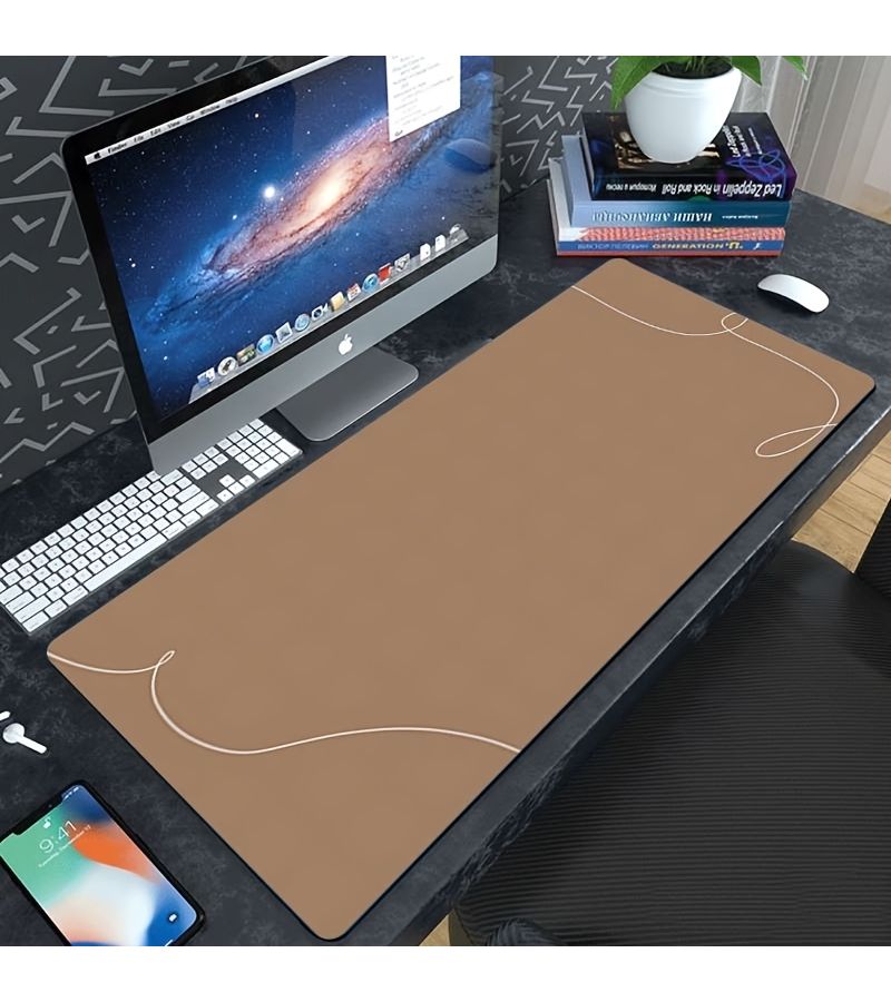 Professional Oversized Non Slip Rubber Desk Mat 30x60cm for Gaming and Office Use Brown Curved Pattern Multifunctional Rectangular Mouse Pad Holiday Gift - Image 4