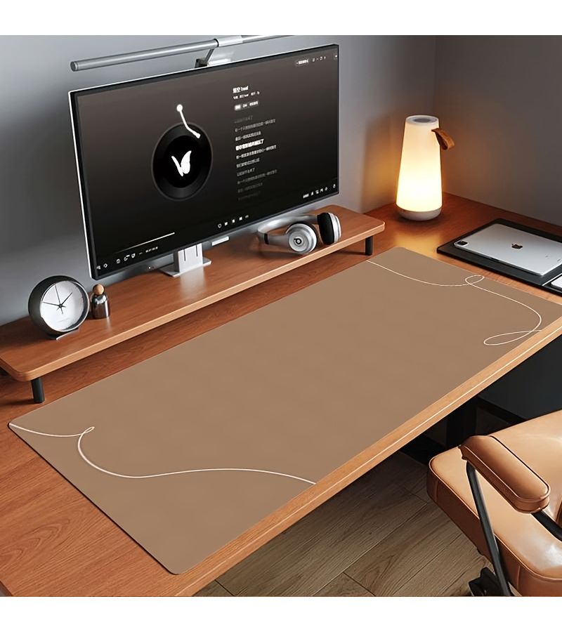 Professional Oversized Non Slip Rubber Desk Mat 30x60cm for Gaming and Office Use Brown Curved Pattern Multifunctional Rectangular Mouse Pad Holiday Gift - Image 3