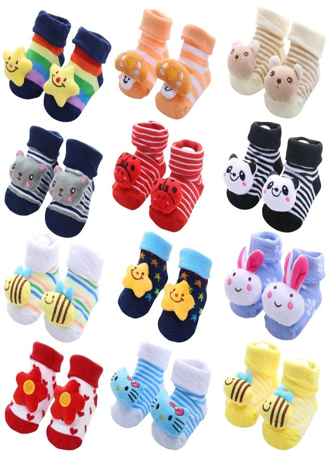 Kidbee Baby Socks Assorted Prints Crawling Socks (0-12 Months) (Boys Multicolor, 4) - Image 2
