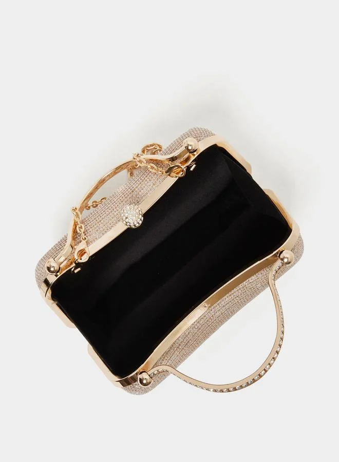 Styli Embellished Clutch Bag with Chain Strap