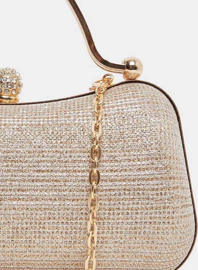 Styli Embellished Clutch Bag with Chain Strap