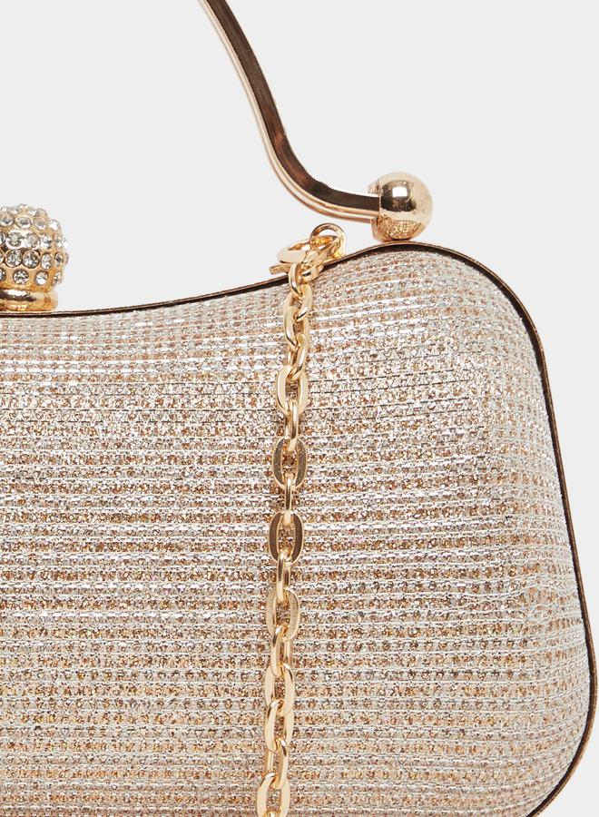 Styli Embellished Clutch Bag with Chain Strap - Image 3