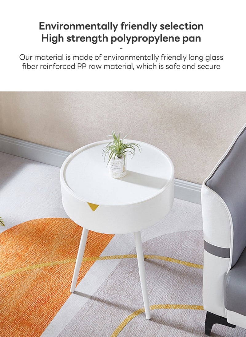 Sharpdo Modern Bedroom Simple Side Table Round Small Coffee Table, Creative Storage Bedroom Bedside Table 40*40*54CM - Image 5